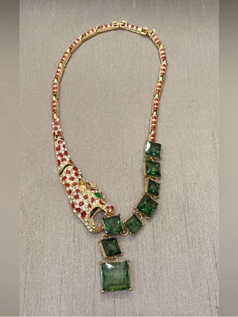 Eye Candy LA Gold-Tone Leopard Crystal Statement Necklace